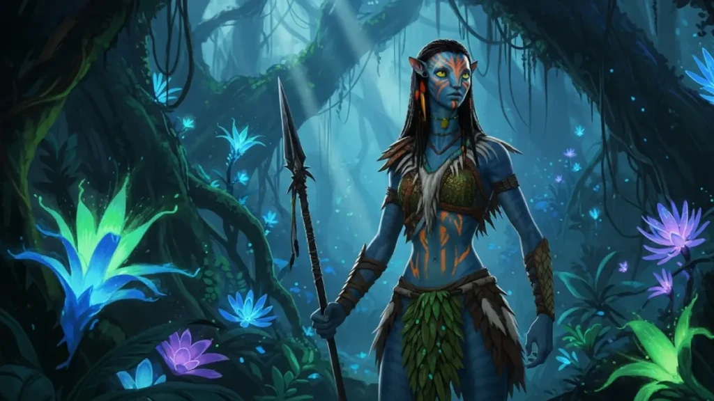Varang in Avatar: Fire and Ash – Powerful Na'vi Warrior Standing in Jungle