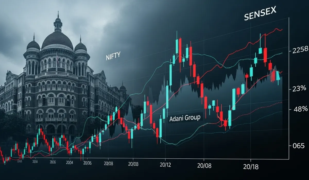 Adani clean chit से शेयरों में उछाल, लेकिन Sensex-Nifty लाल निशान पर क्यों?